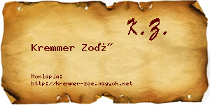 Kremmer Zoé névjegykártya